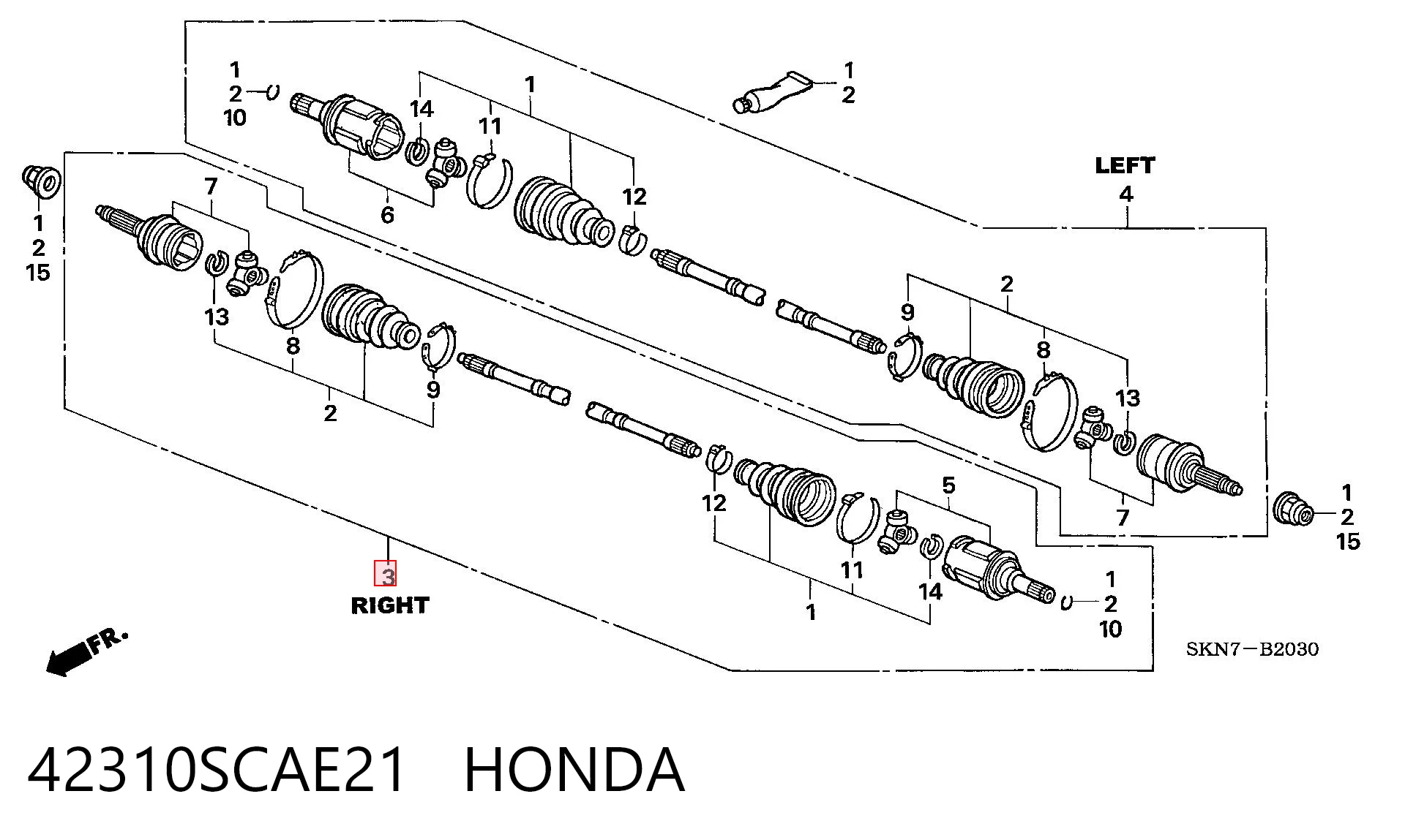 42310SCAE21 Honda Półoś tylna lewa