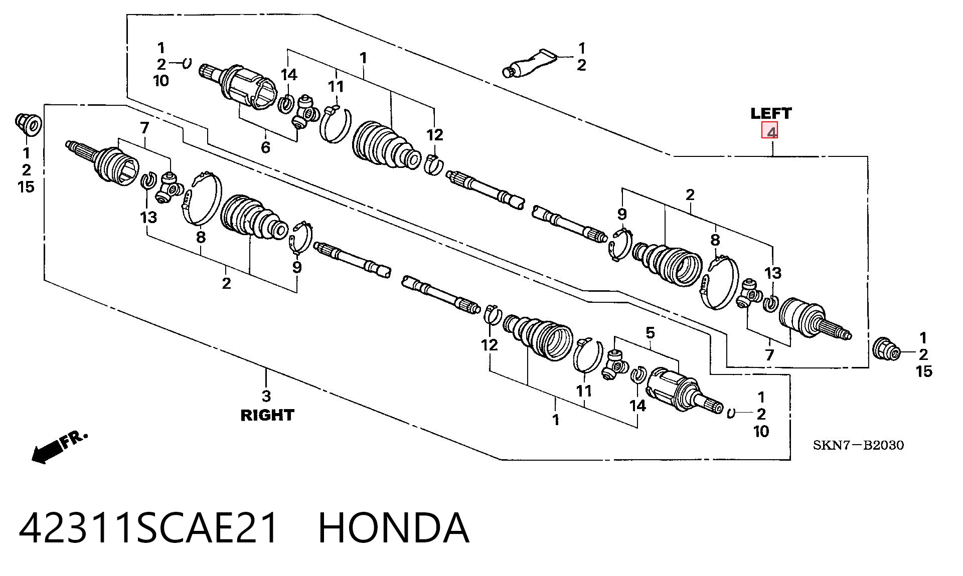 42311SCAE21 Honda Półoś tylna prawa