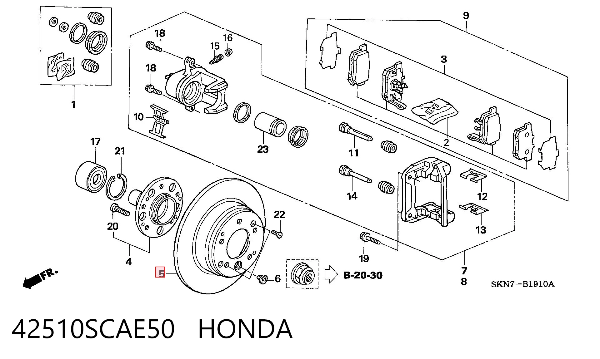 42510SCAE50 Honda Tarcza hamulcowa tylna