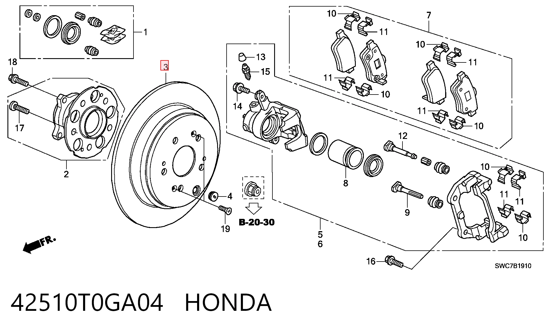 42510T0GA04 Honda Tarcza hamulcowa tylna