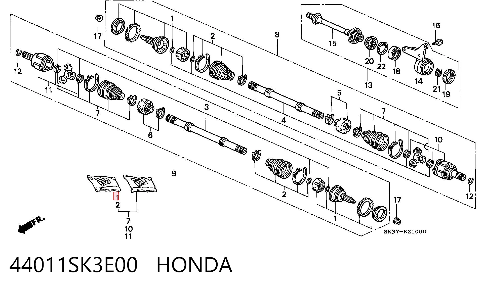 Przegub homokinetyczny przedni zewnętrzny do Honda Concerto HW