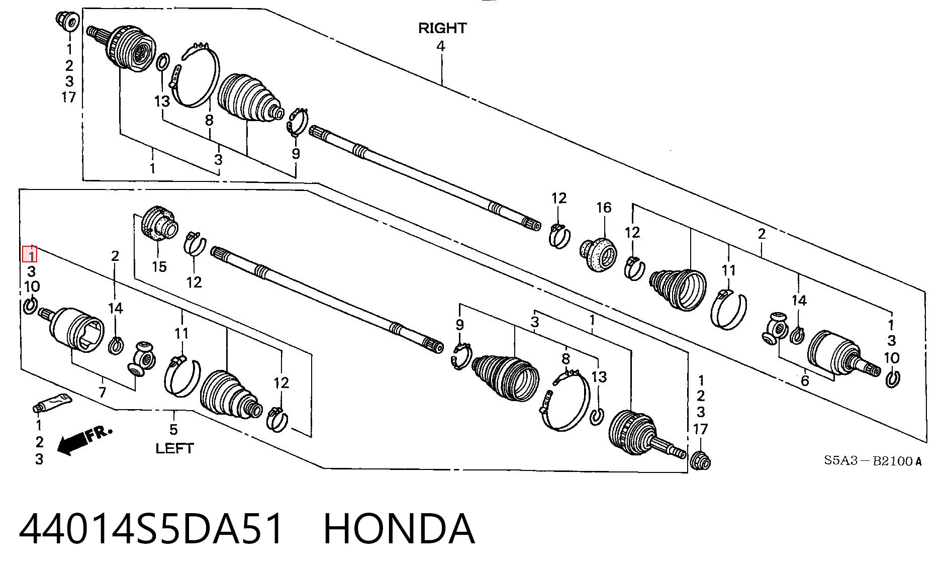 44014S5DA51 Honda Przegub homokinetyczny przedni zewnętrzny