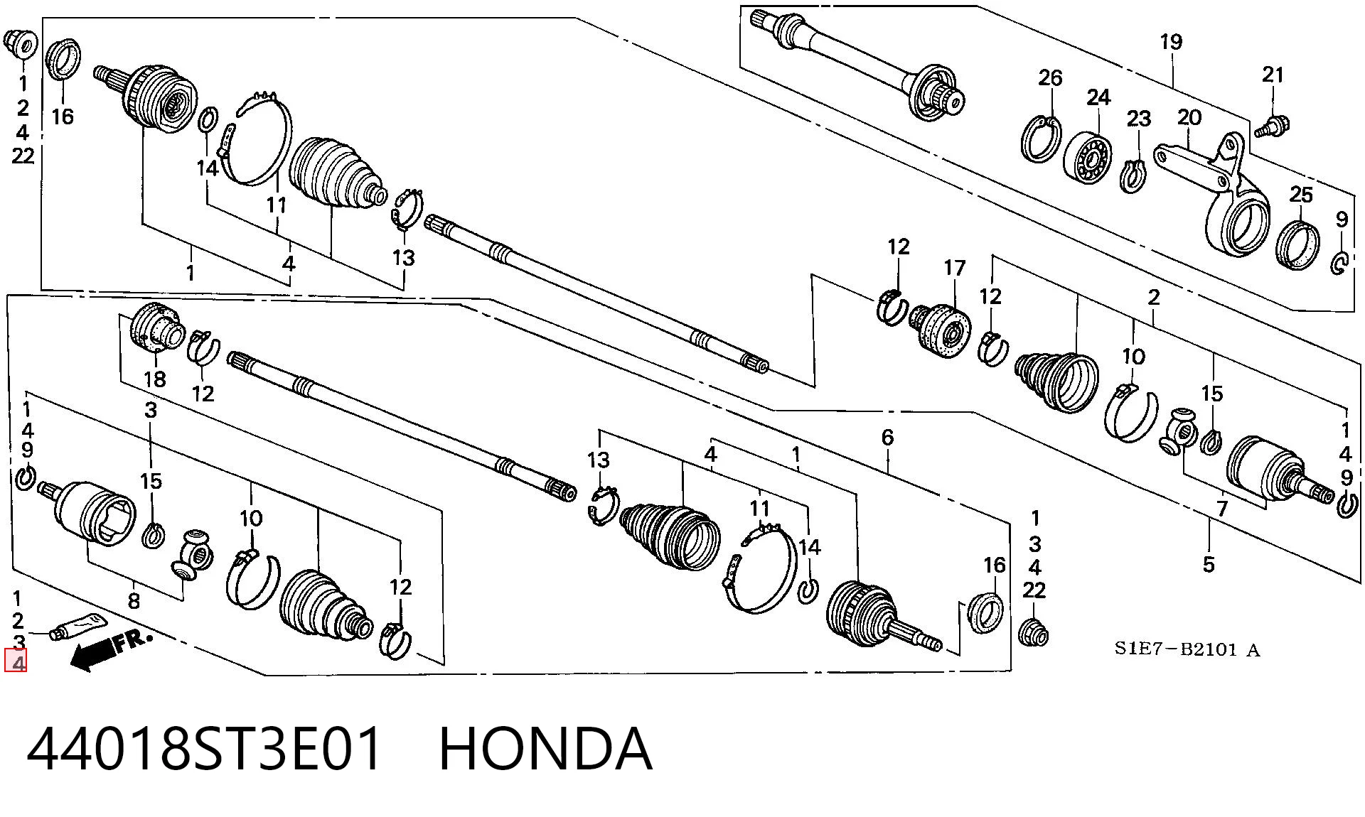 Osłona przegubu homokinetycznego półosi przedniej zewnętrzna Honda Civic VI