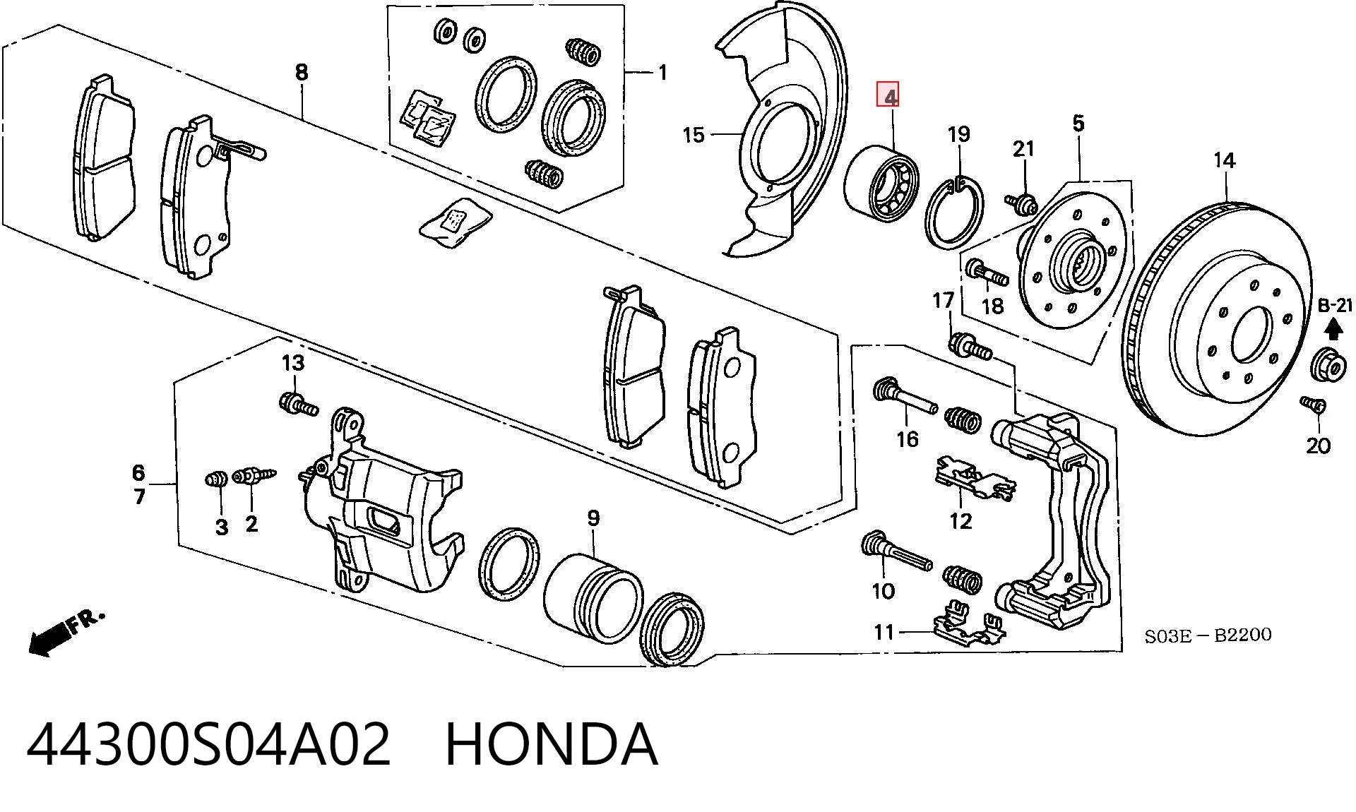 44300S04A02 Honda Łożysko piasty przedniej
