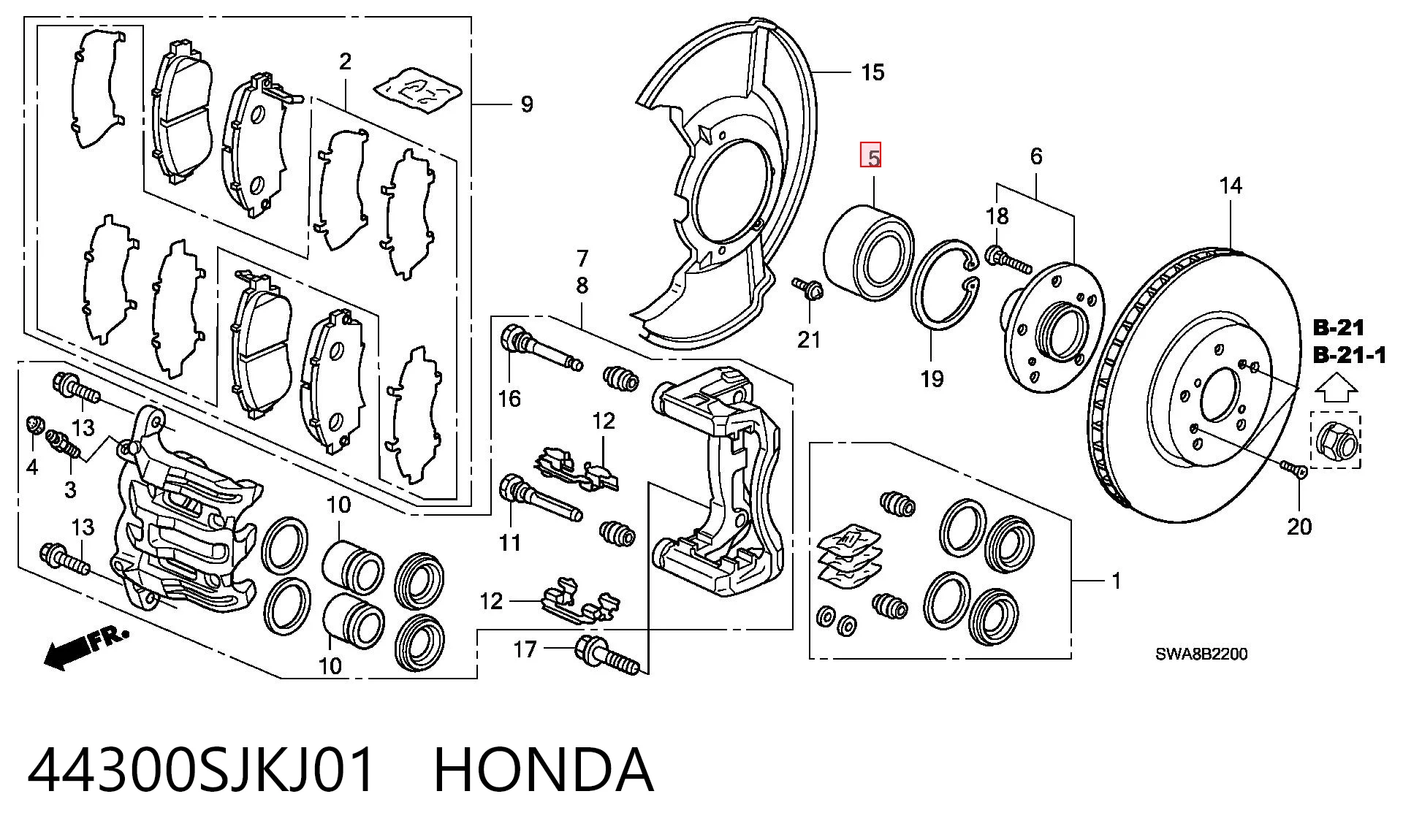 44300SJKJ01 Honda Lożysko piasty tylnej