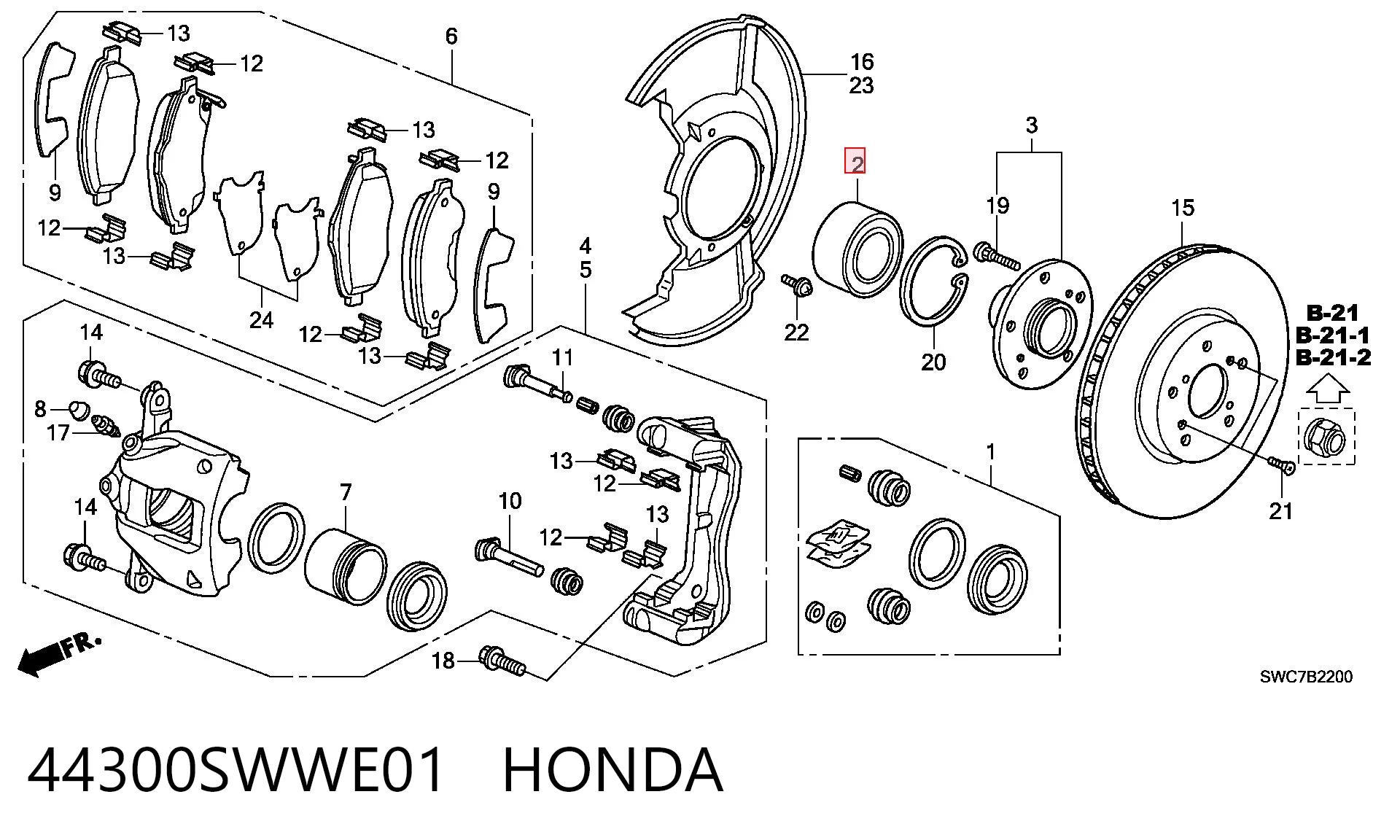 44300SWWE01 Honda Lożysko piasty tylnej