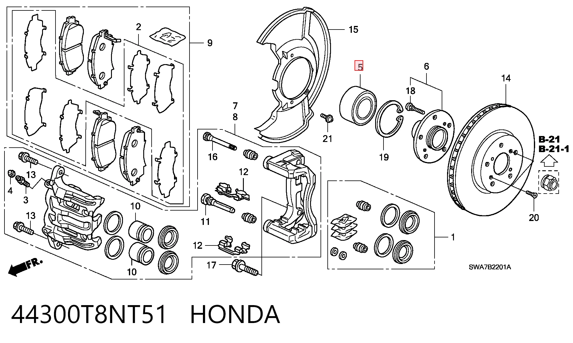 44300T8NT51 Honda Lożysko piasty tylnej