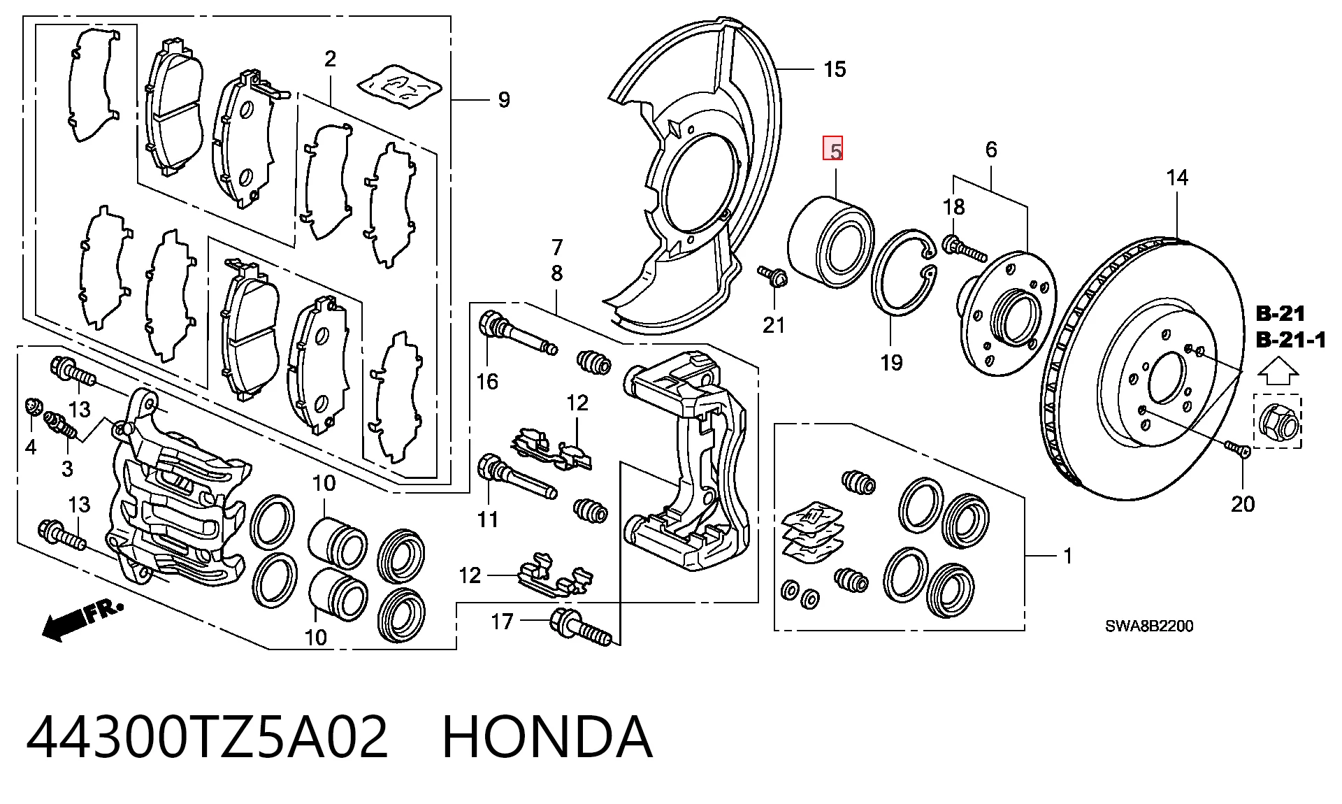 44300TZ5A02 Honda Lożysko piasty tylnej