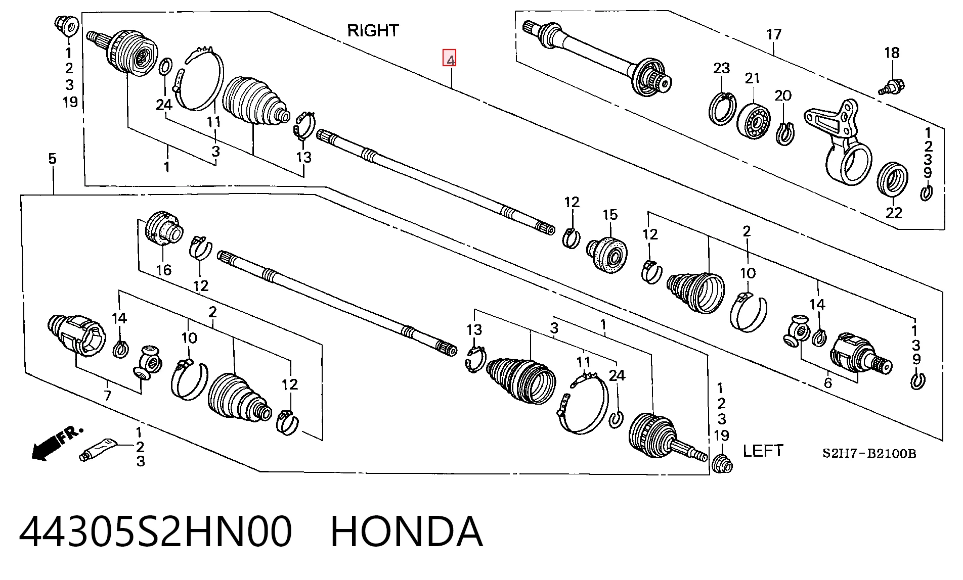 Półoś napędowa przednia prawa Honda HR-V SUV (GH) (1999 - 2005) cena, od 33,70 USD
