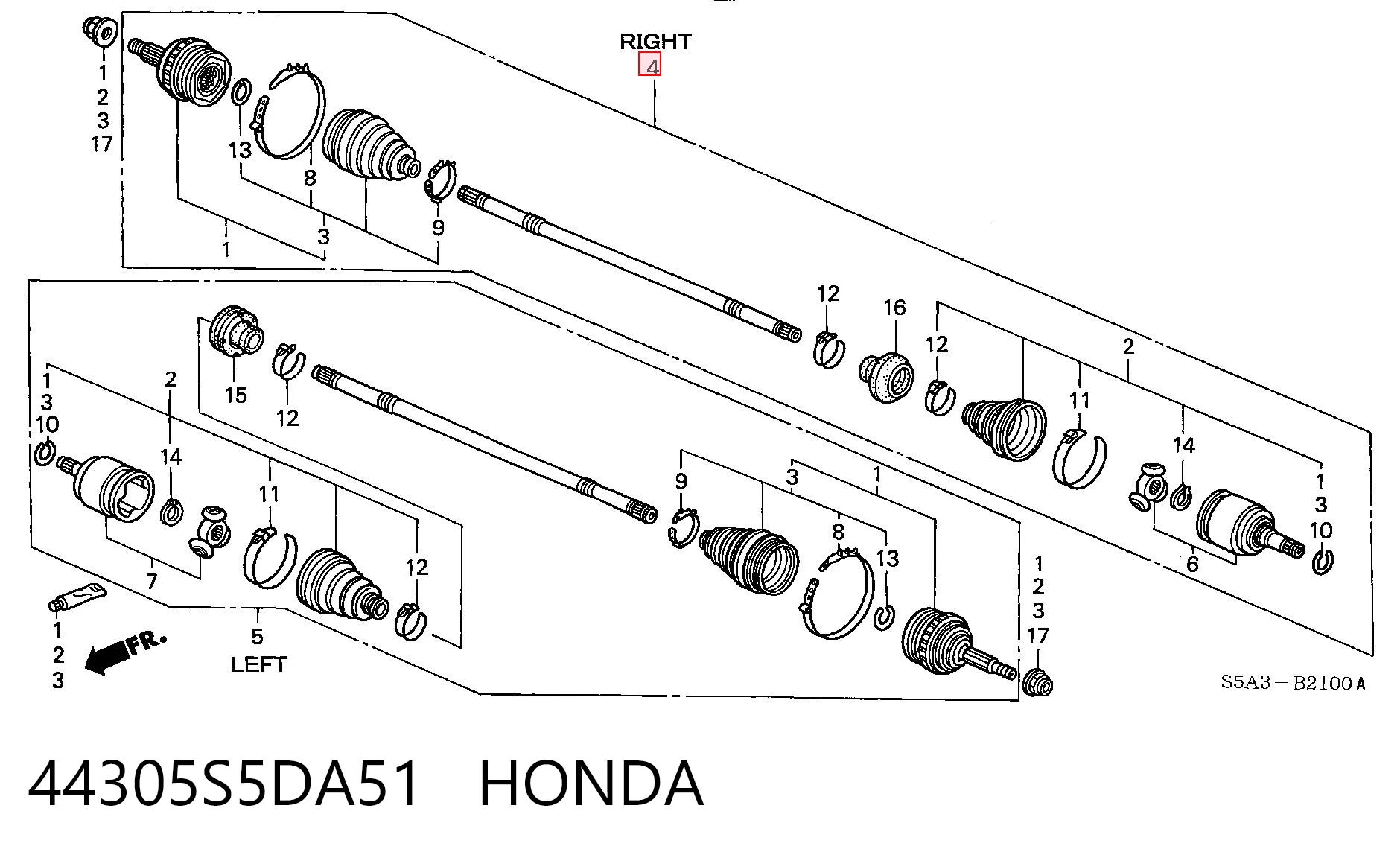 Do koszyka Półoś napędowa przednia prawa Honda Civic VII ES, ET