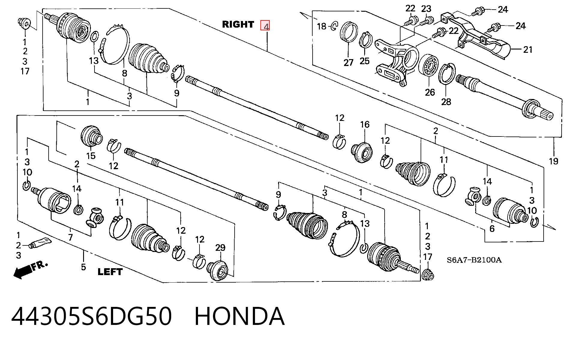 44305S6DG50 Honda Półoś napędowa przednia prawa