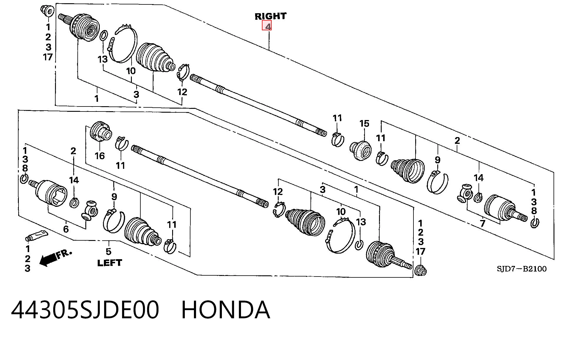 Półoś napędowa przednia lewa Honda FR-V 