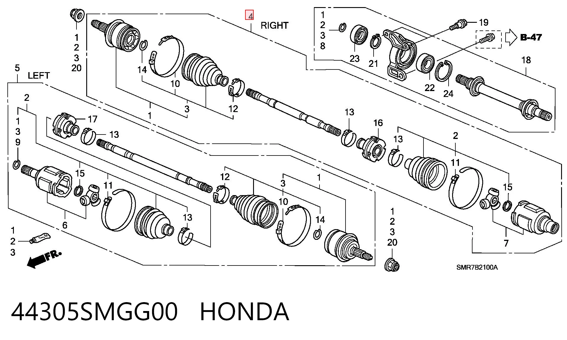 Do koszyka Półoś napędowa przednia prawa Honda Civic VIII FD, FA