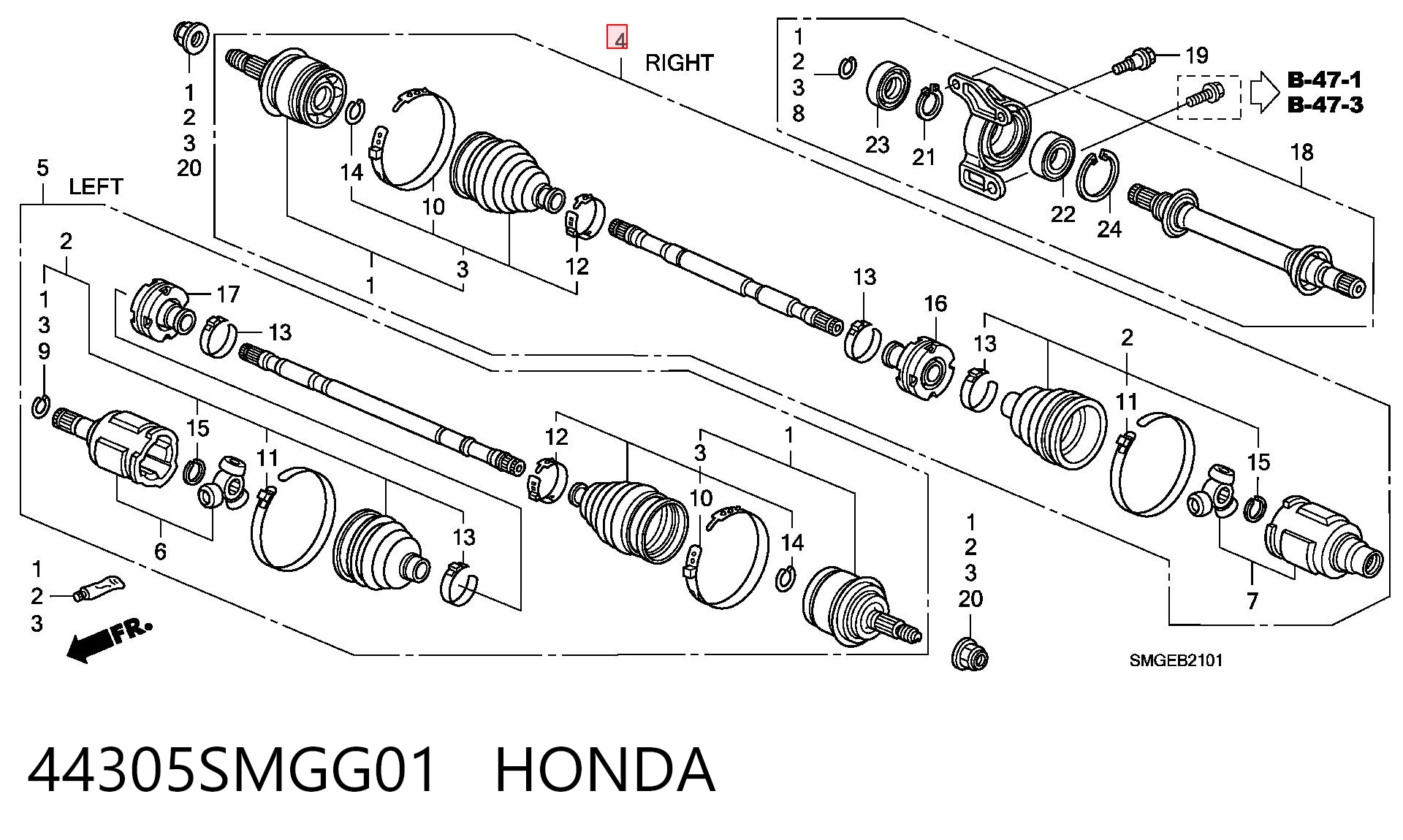  Półoś napędowa przednia prawa Honda Civic 8