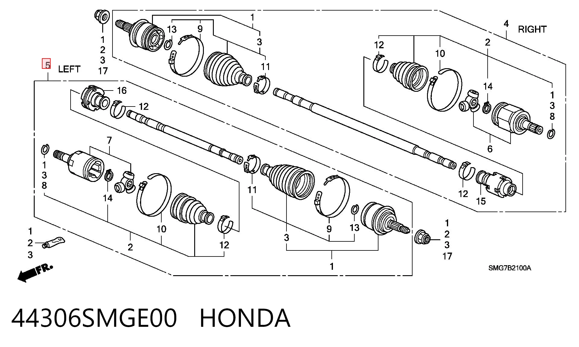  Półoś napędowa przednia lewa Honda Civic 8
