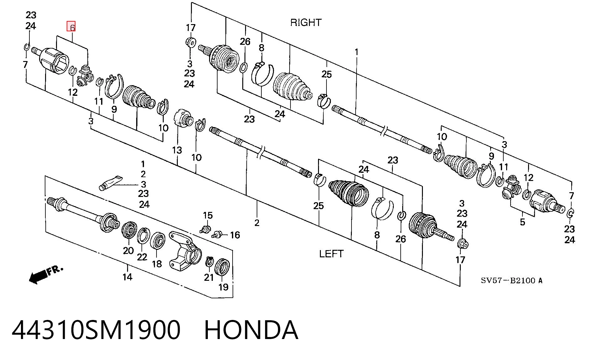 Przegub homokinetyczny wewnętrzny przedni lewy Honda Concerto hatchback (HW) (1989 - 1995) cena, od 53,67 USD