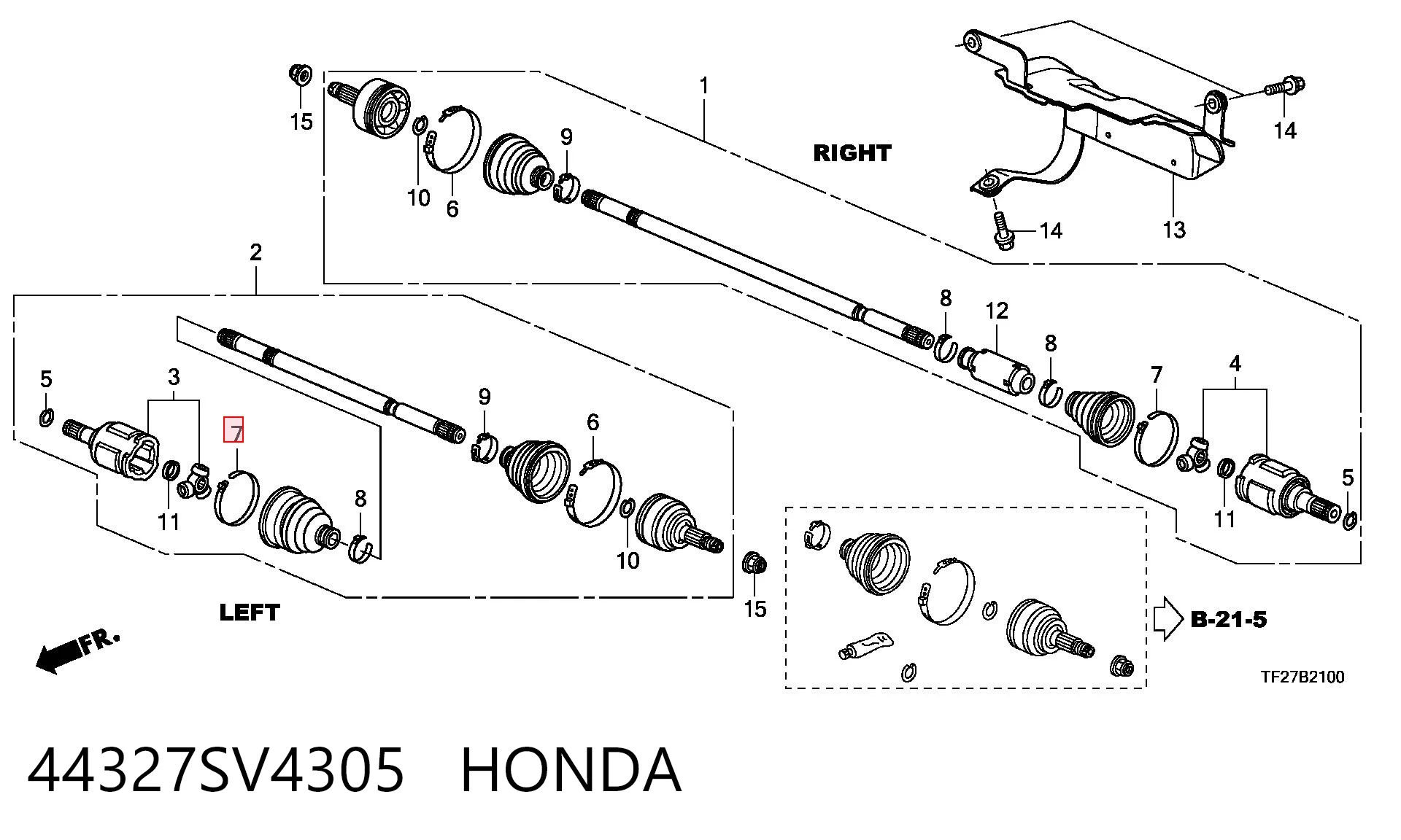 44327SV4305 Honda Opaski osłony przeguba, uniwersalna