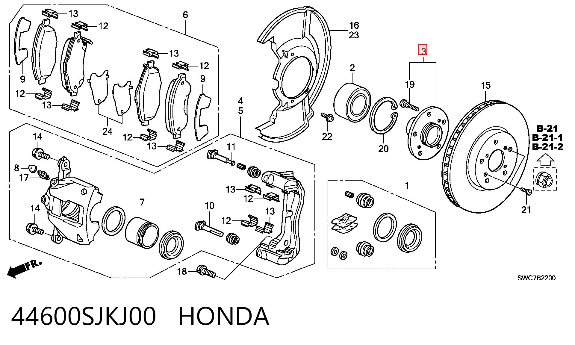44600SJKJ00 Honda Piasta przednia