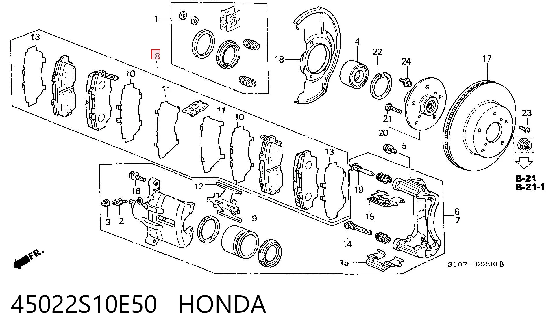 45022S10E50 Honda Klocki hamulcowe przednie tarczowe