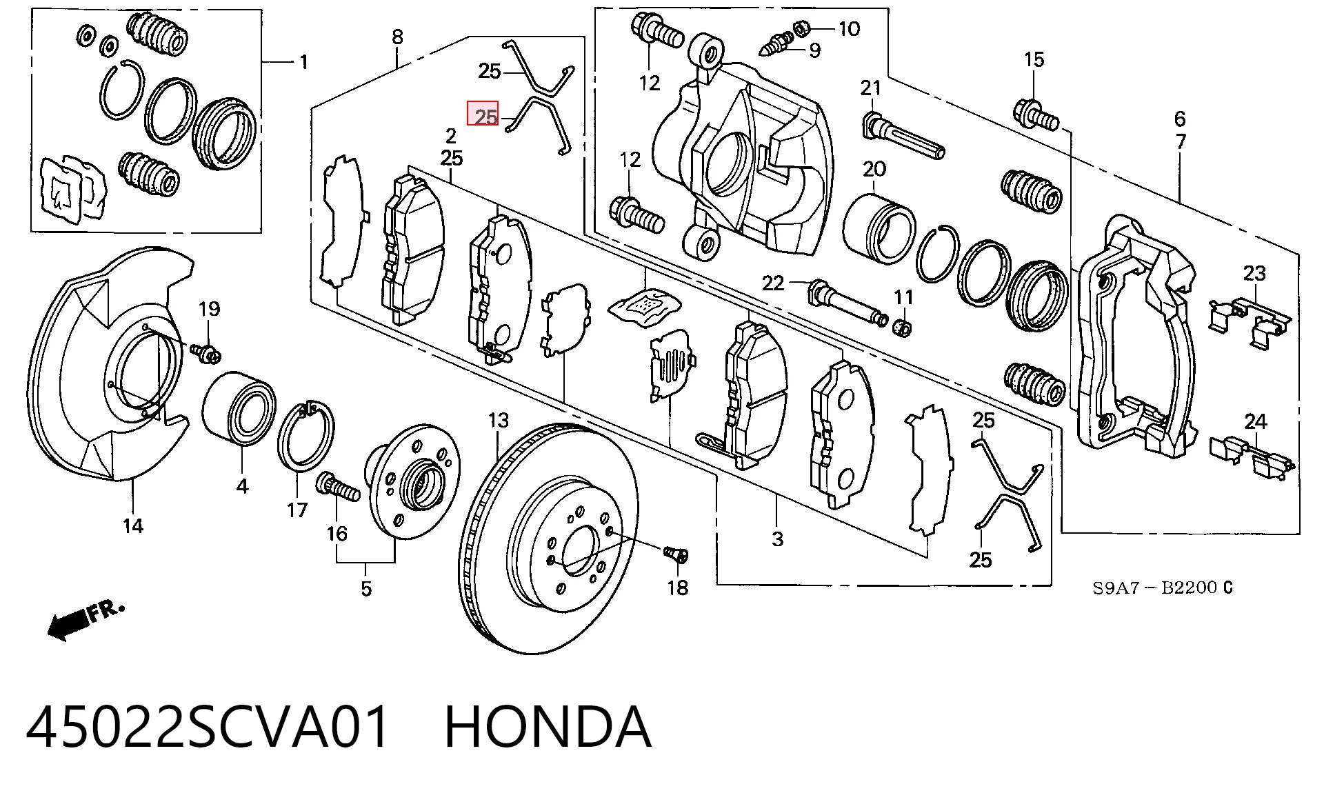 45022SCVA01 Honda Klocki hamulcowe przednie tarczowe