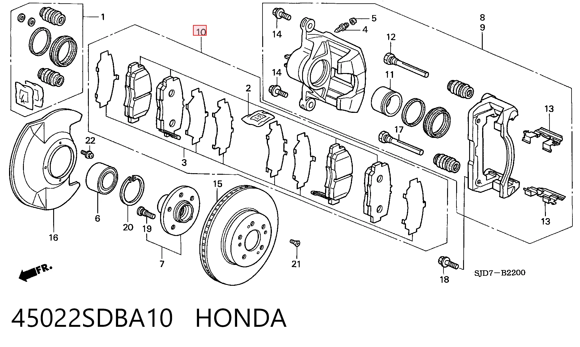 45022SDBA10 Honda Klocki hamulcowe przednie tarczowe