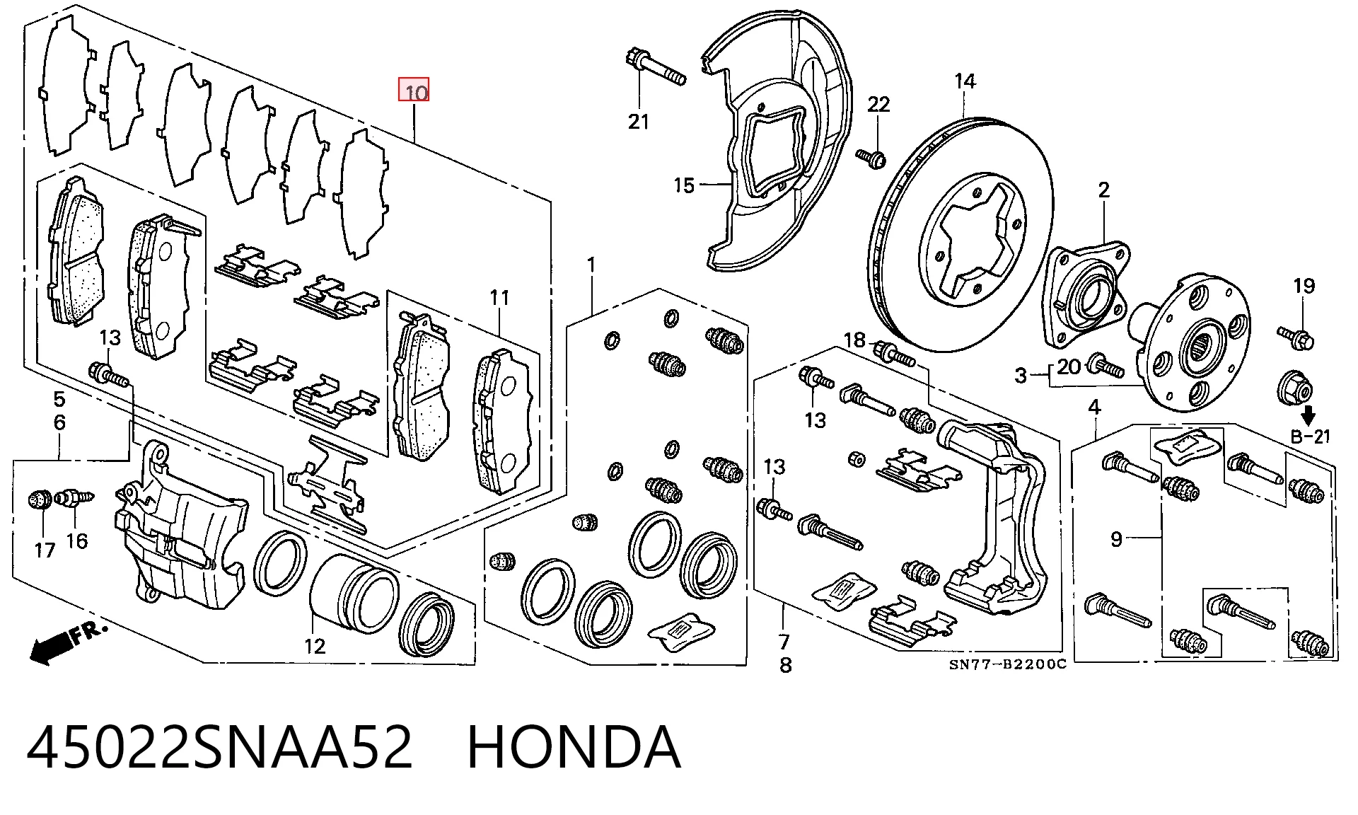 45022SNAA52 Honda Klocki hamulcowe przednie tarczowe