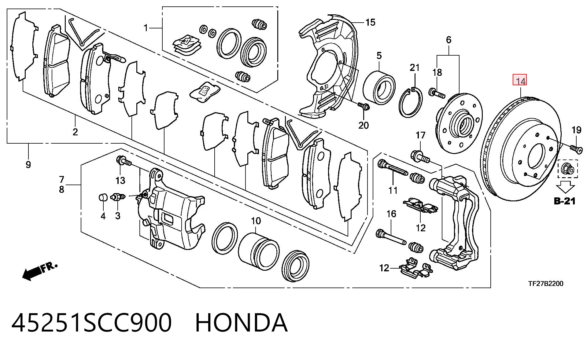 45251SCC900 Honda Tarcza hamulcowa przednia