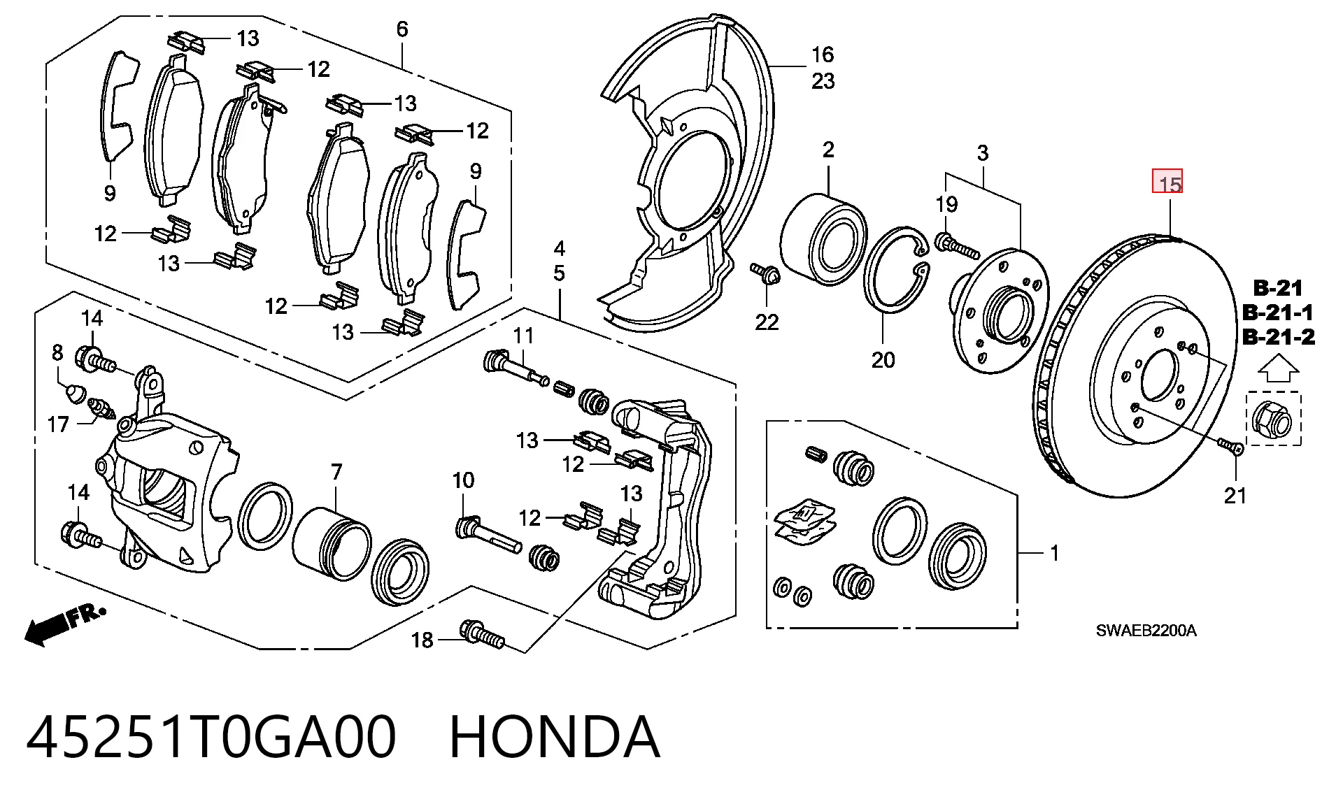 45251T0GA00 Honda Tarcza hamulcowa przednia
