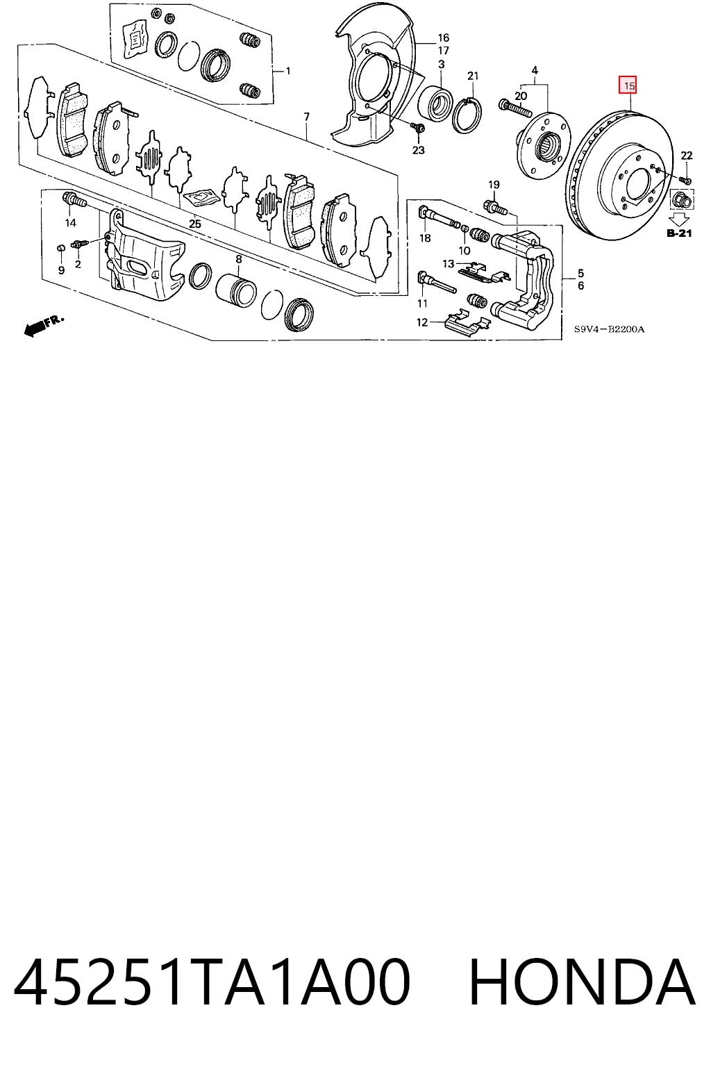 45251TA1A00 Honda Tarcza hamulcowa przednia