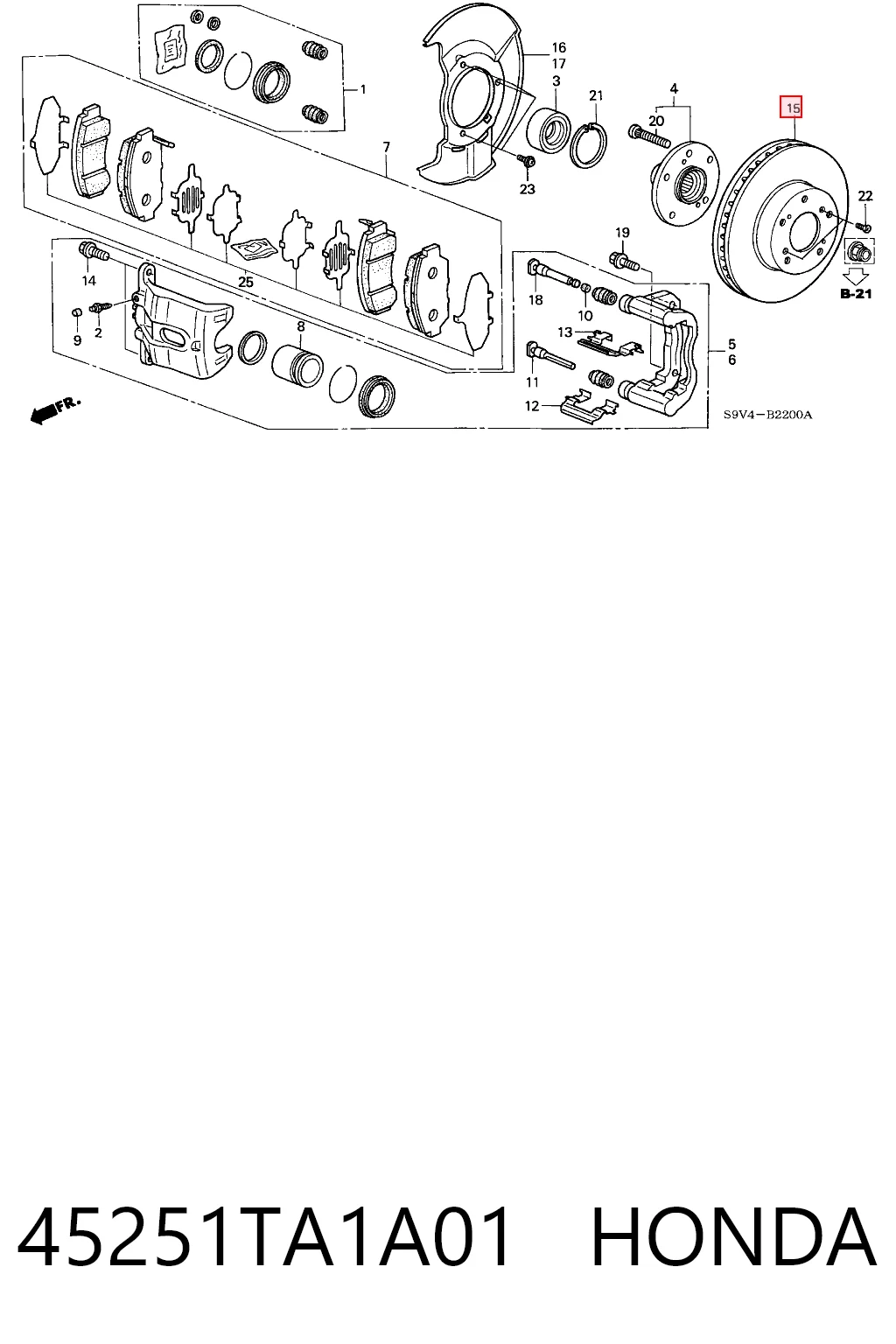 45251TA1A01 Honda Tarcza hamulcowa przednia