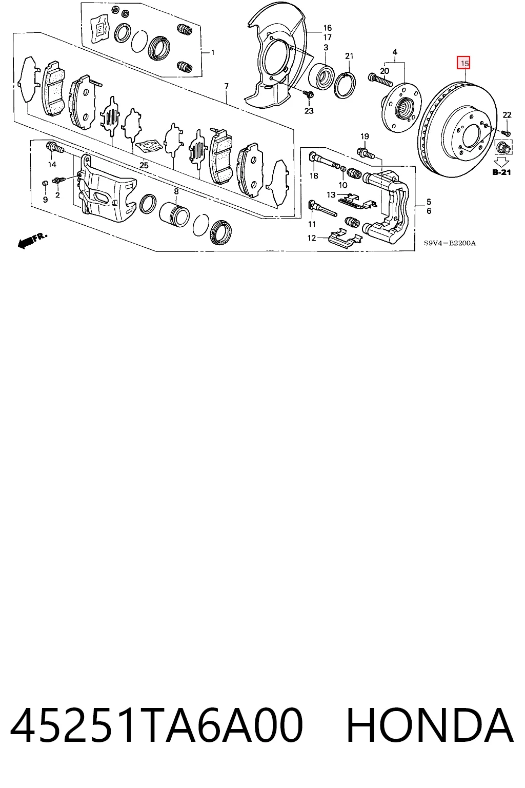 45251TA6A00 Honda Tarcza hamulcowa przednia