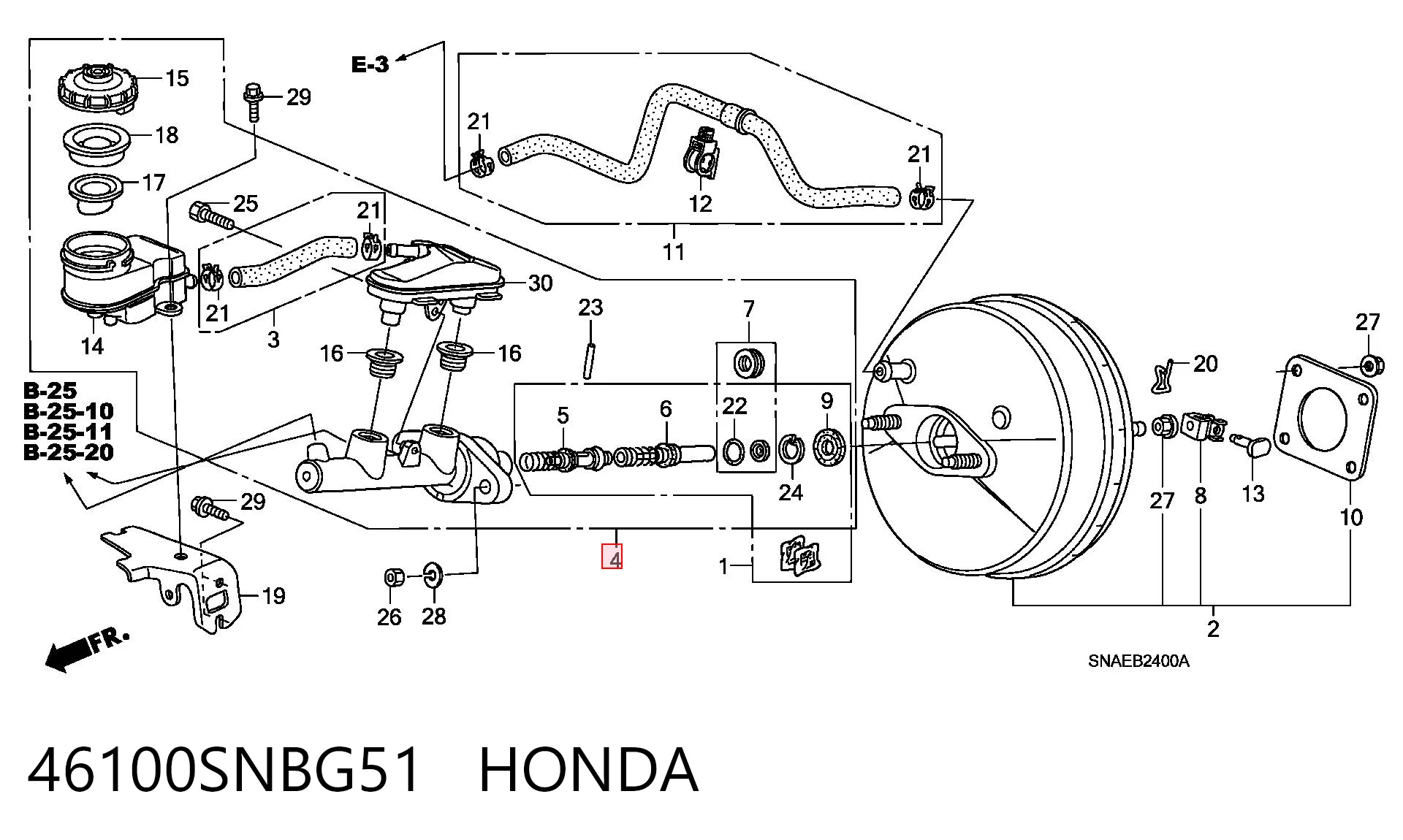 46100SNBG51 Honda Główny cylinder hamulców