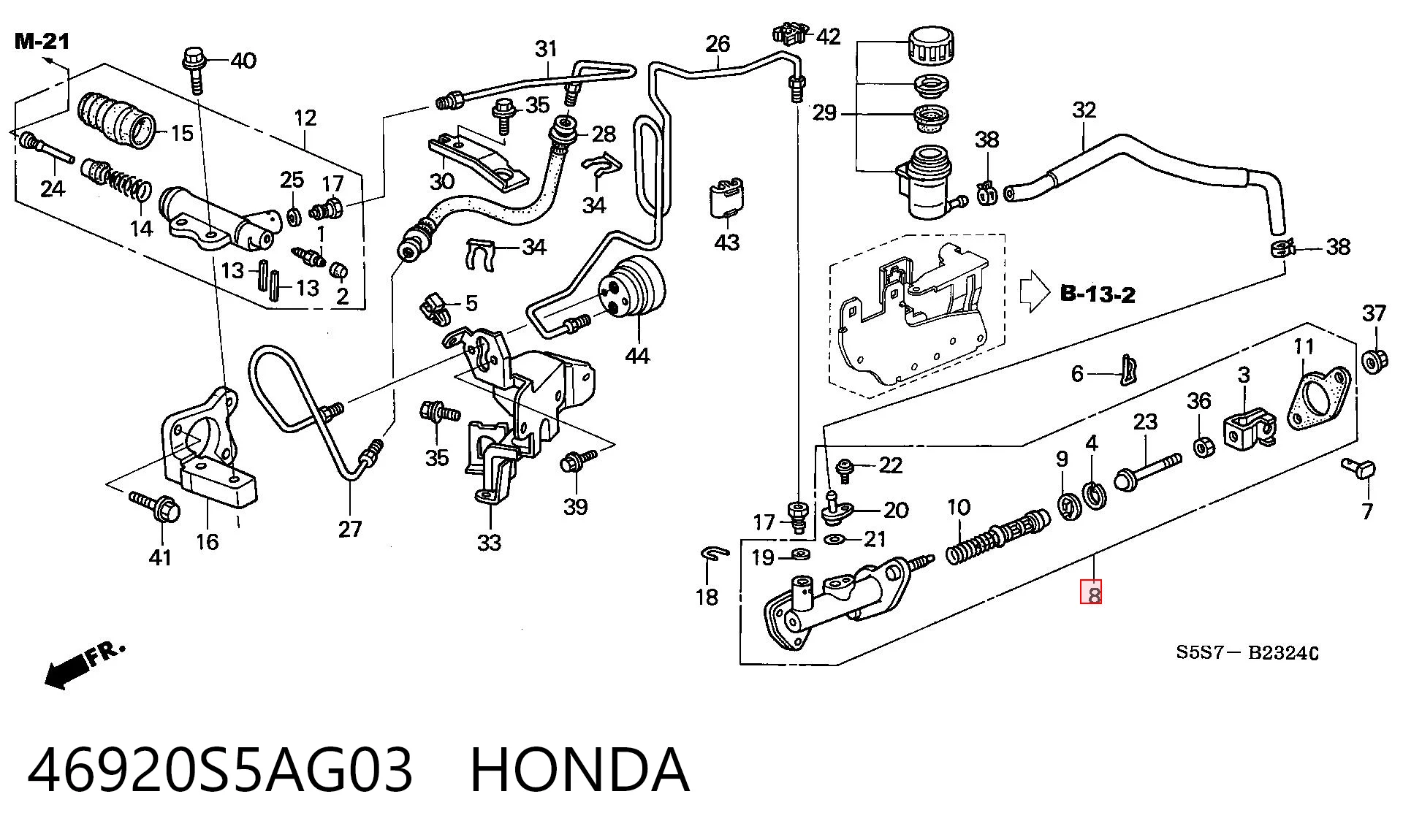 Do koszyka Cylinder sprzęgła główny Honda Civic VII ES, ET