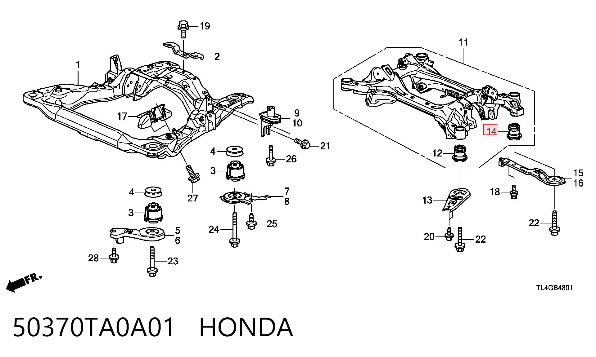 Do koszyka Silentblock tylnej belki Honda Accord VIII CU