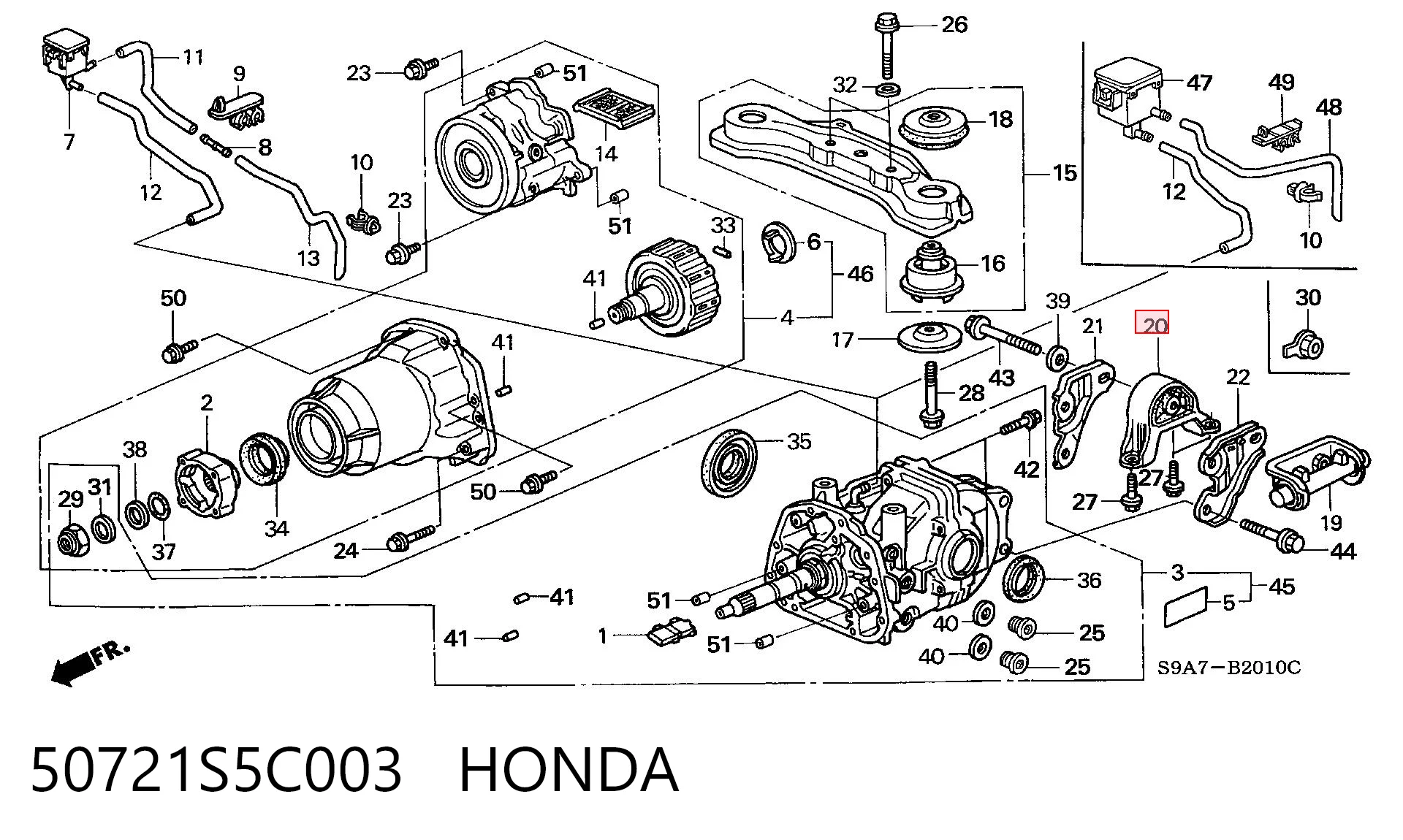 50721S5C003 Honda Silentblock przedni (poduszka) reduktora mostu tylnego