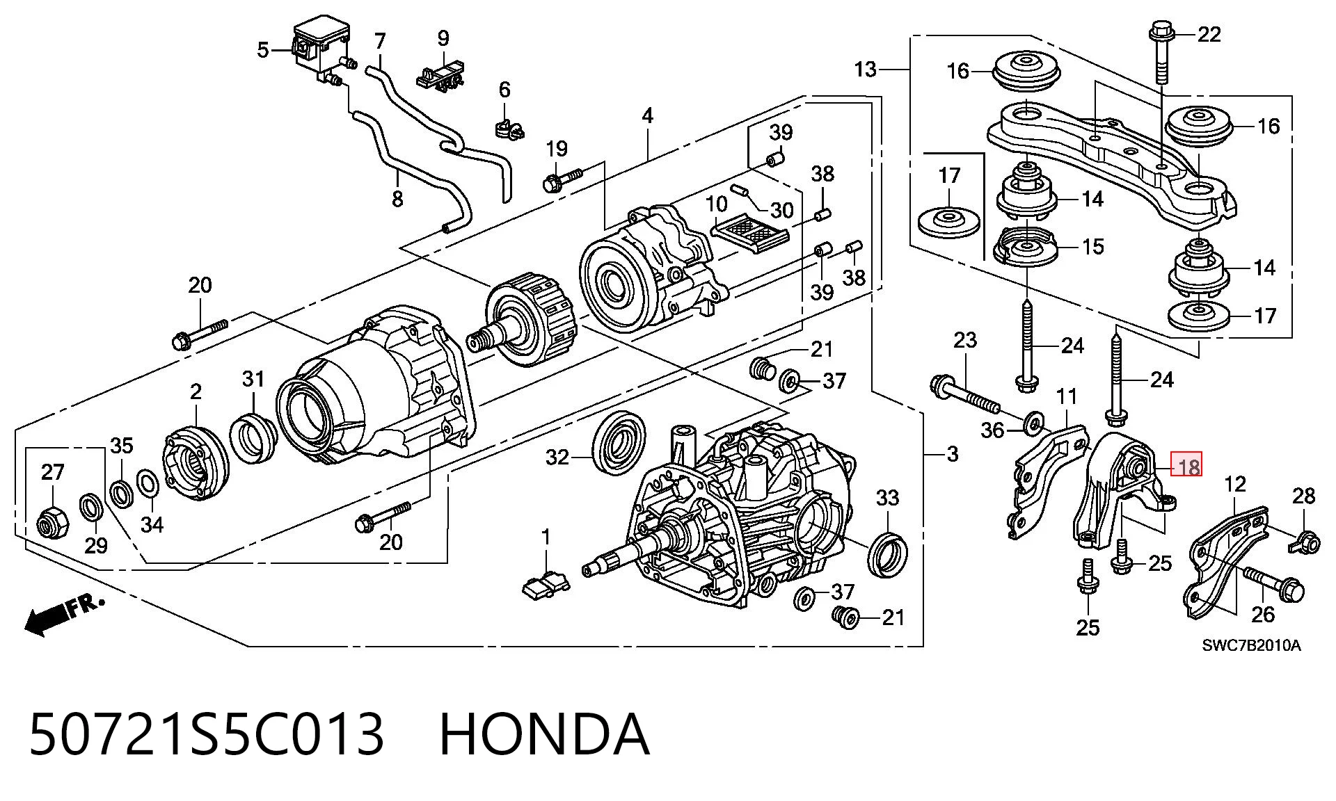 50721S5C013 Honda Silentblock przedni (poduszka) reduktora mostu tylnego