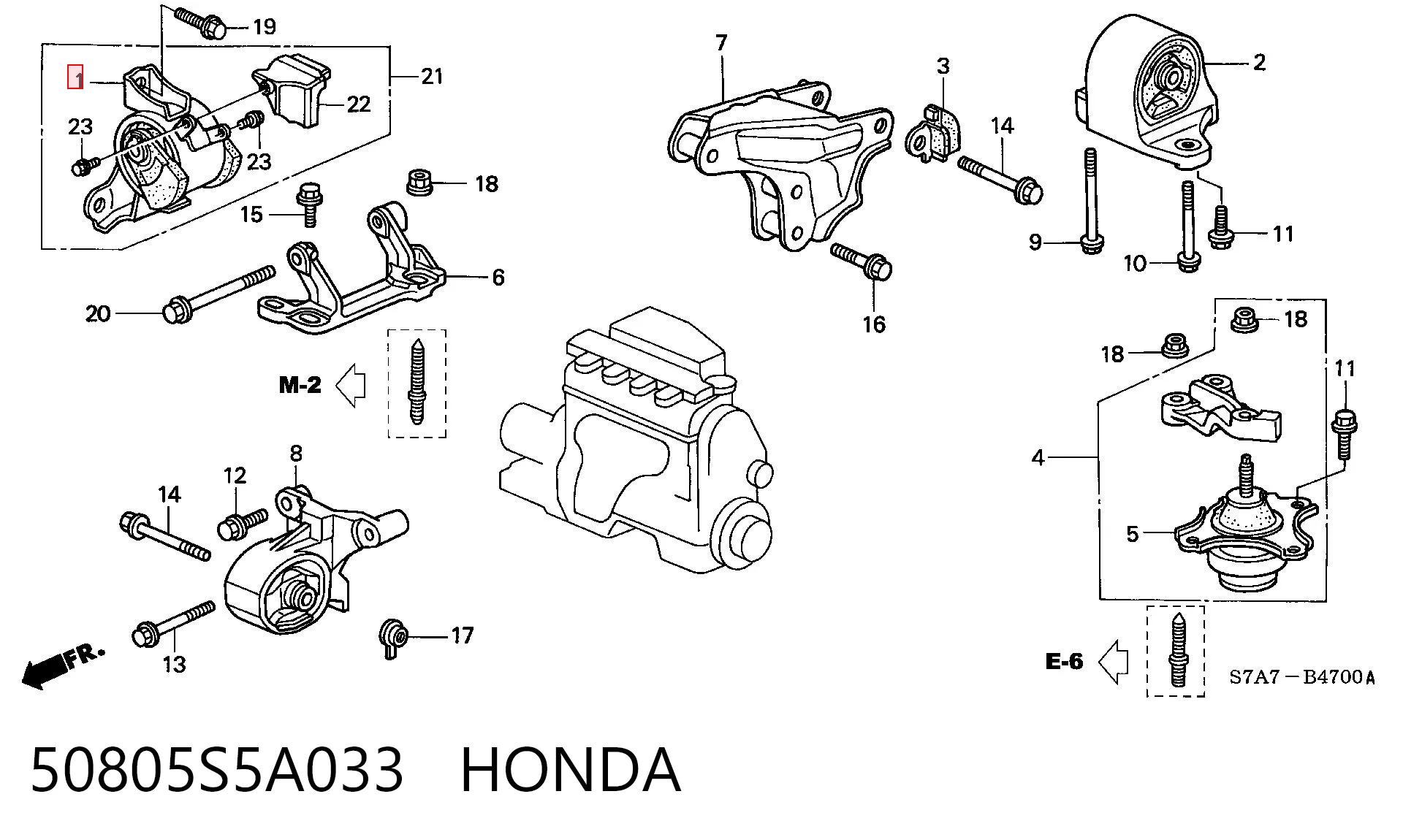 50805S5A033 Honda Poduszka (podpora) silnika prawa