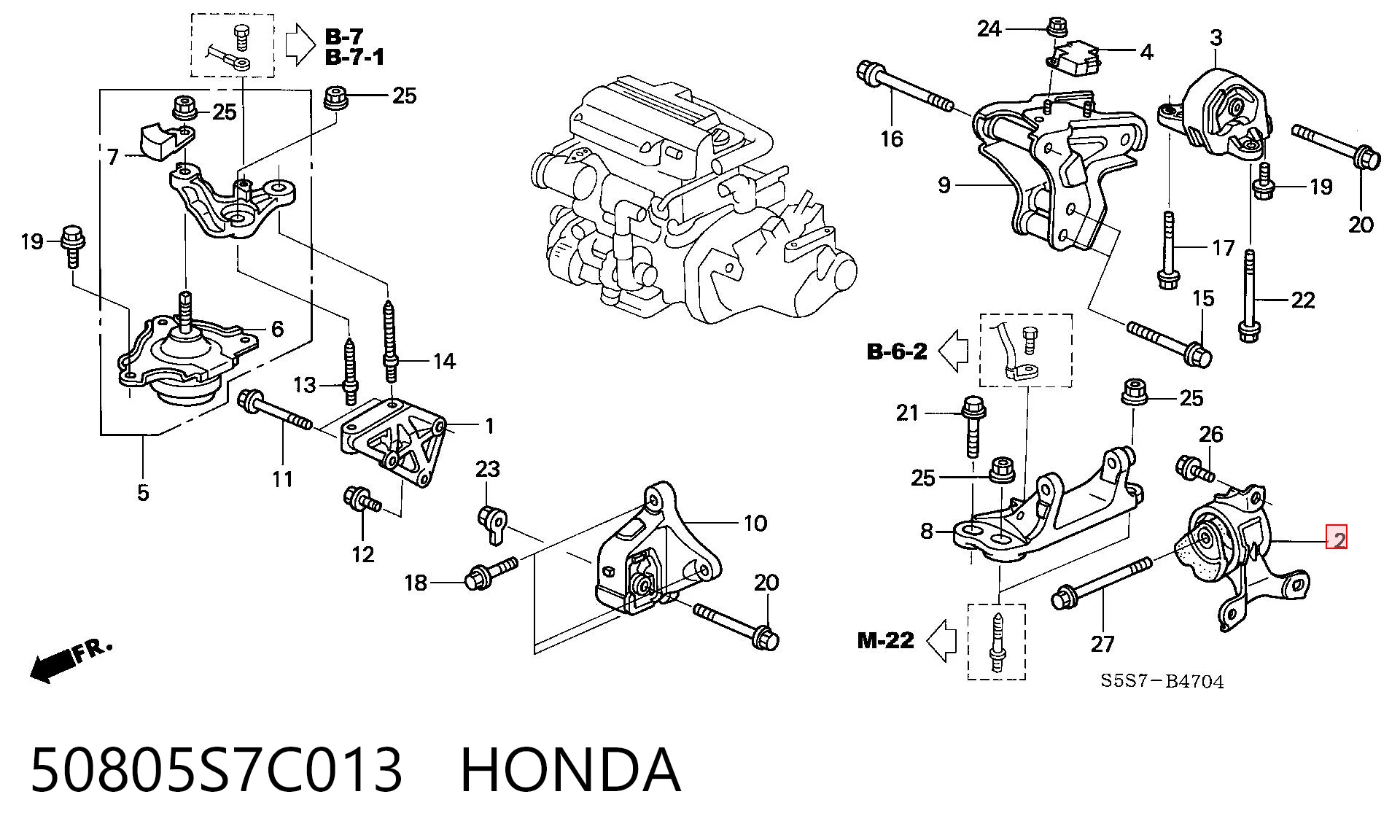 50805S7C013 Honda Poduszka (podpora) silnika lewa