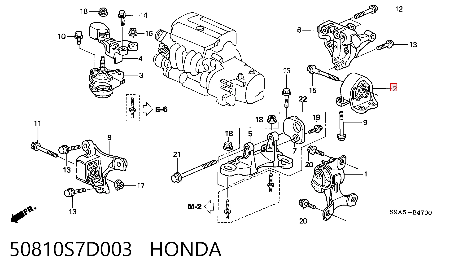 50810S7D003 Honda Poduszka (podpora) silnika tylna