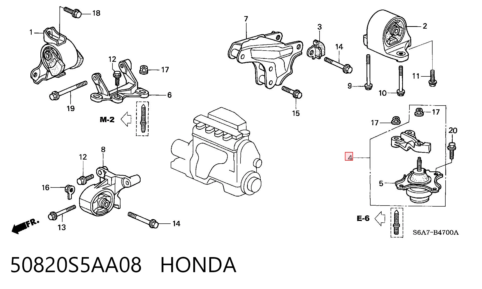 Poduszka (podpora) silnika lewa Honda FR-V hatchback (BE) (2005 - 2026) cena, od 35,01 USD