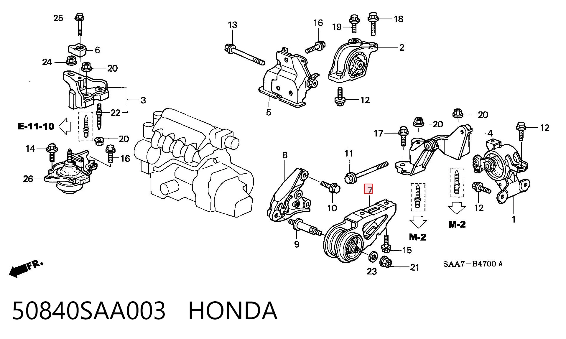50840SAA003 Honda Poduszka (podpora) silnika przednia