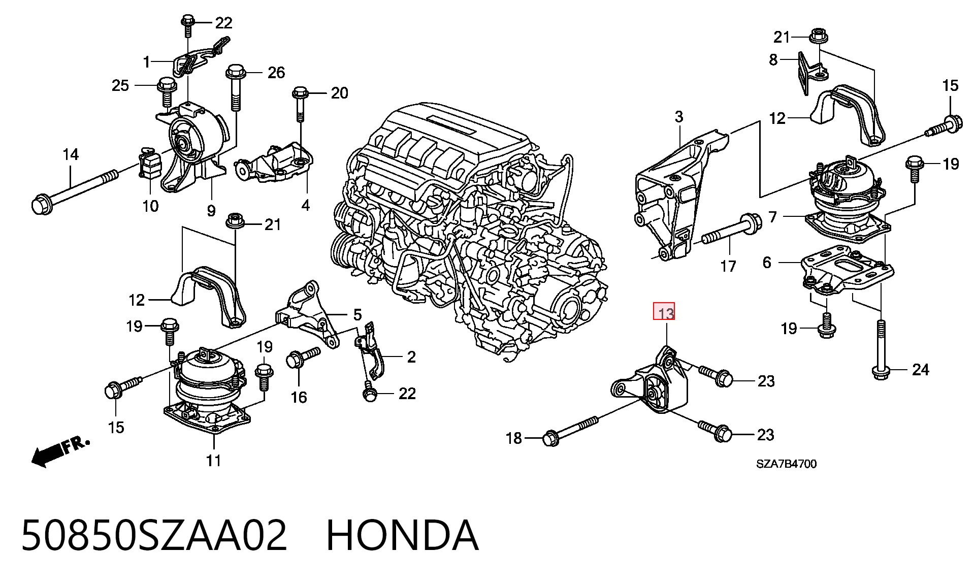  Poduszka (podpora skrzyni biegów) Honda Pilot 2