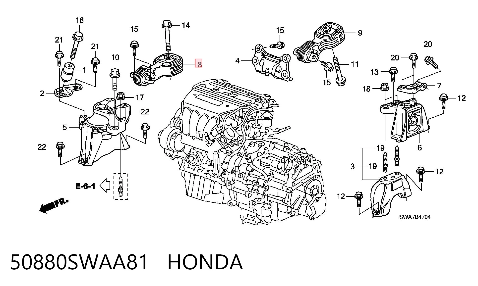 50880SWAA81 Honda Poduszka (podpora) silnika górna