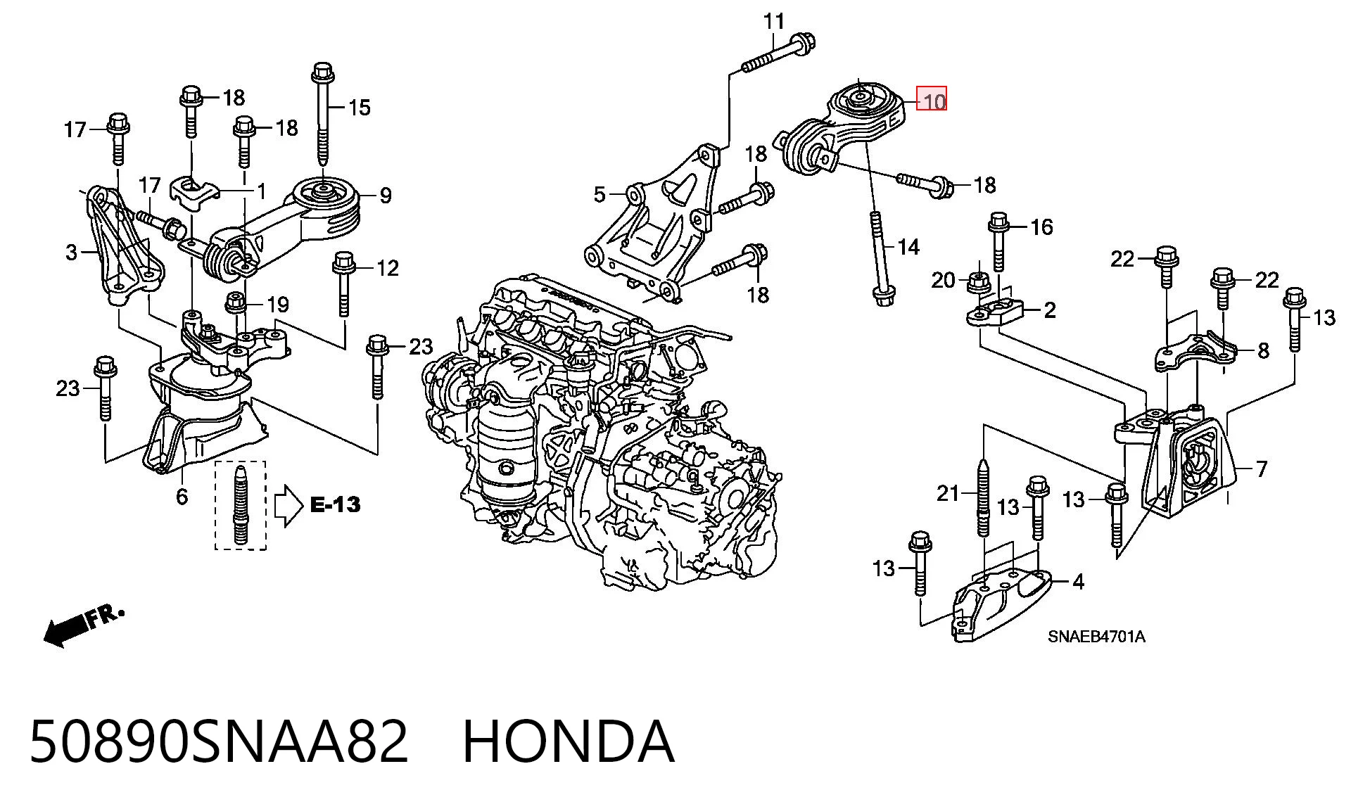 50890SNAA82 Honda Poduszka (podpora) silnika tylna