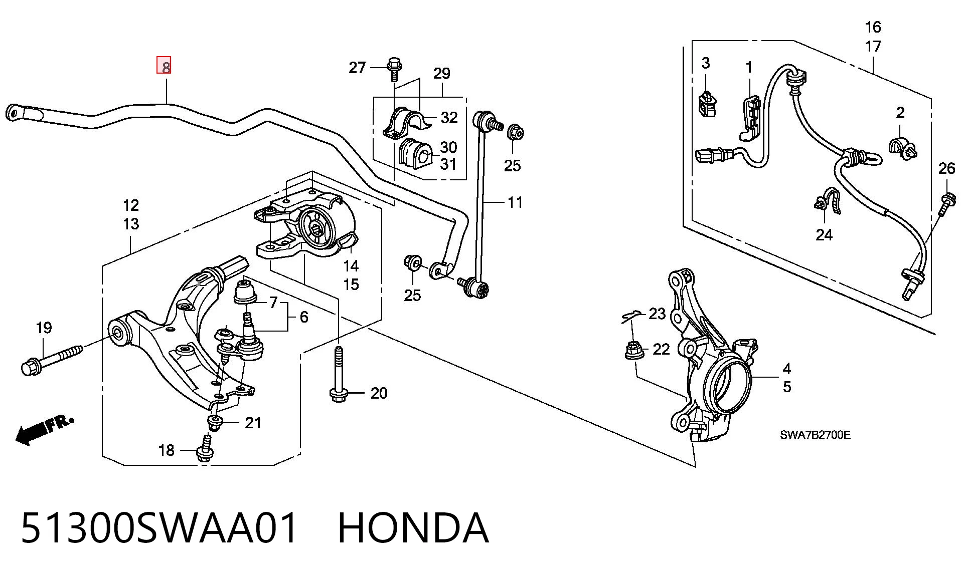 Stabilizator przedni do Honda CR-V III RE