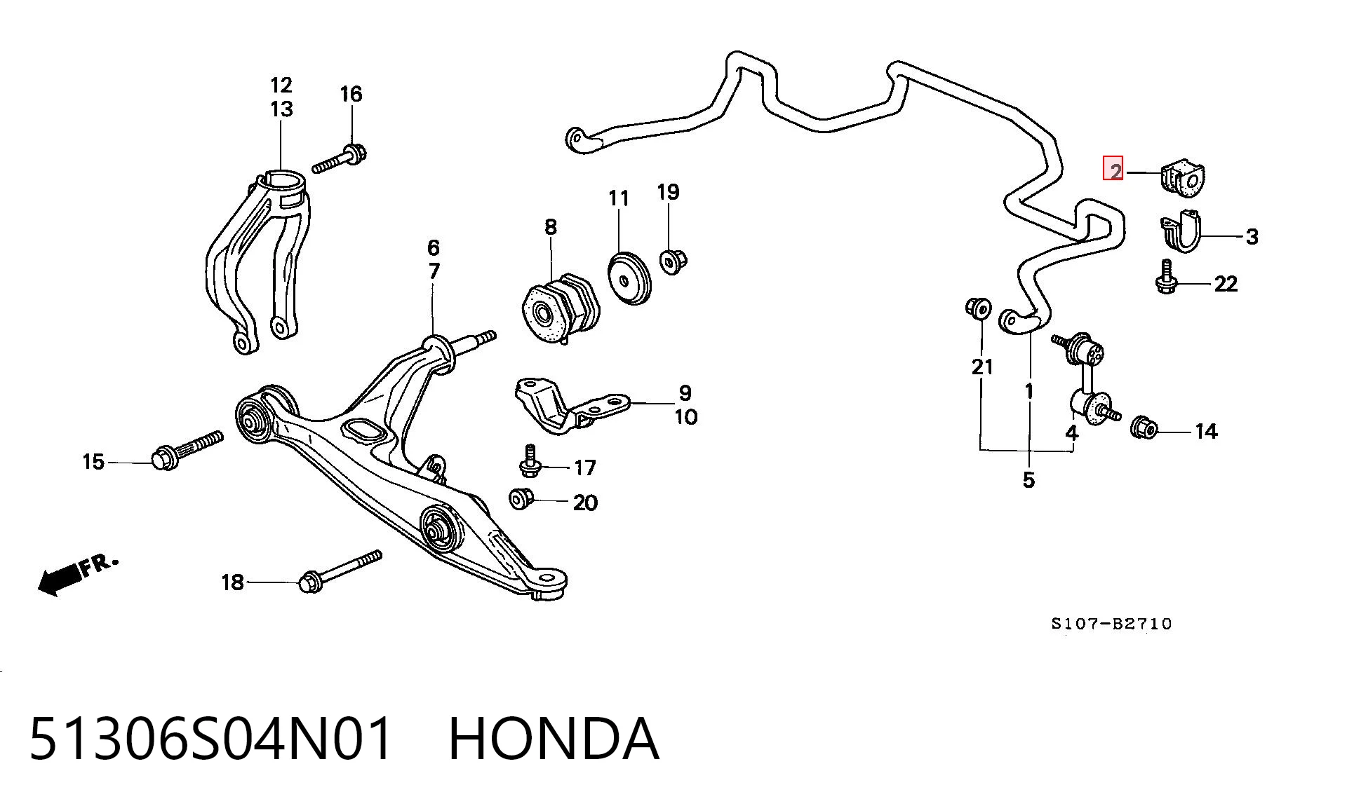 51306S04N01 Honda Tuleja stabilizatora przedniego