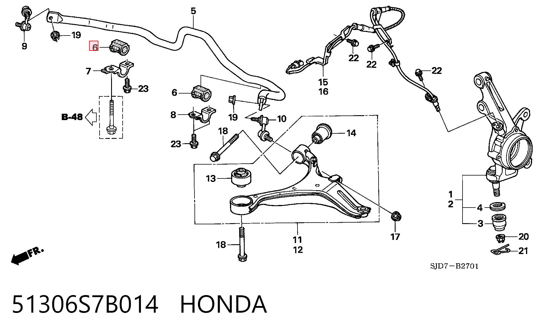 51306S7B014 Honda Tuleja stabilizatora przedniego