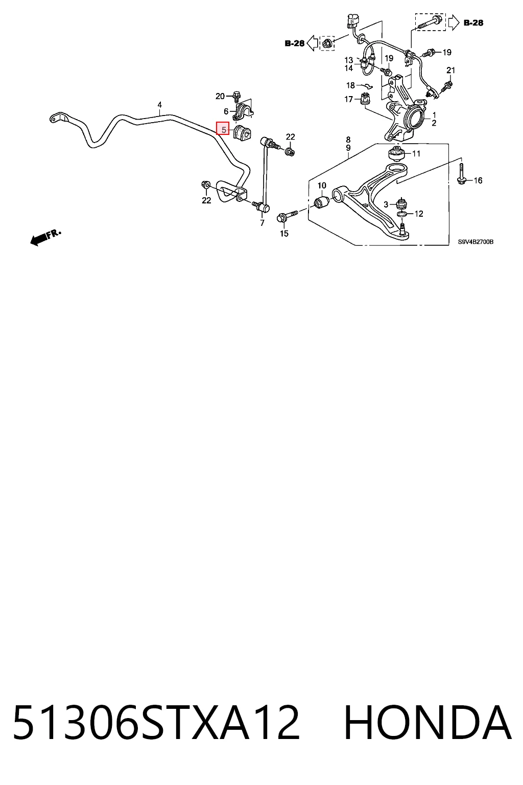 51306STXA12 Honda Tuleja stabilizatora przedniego