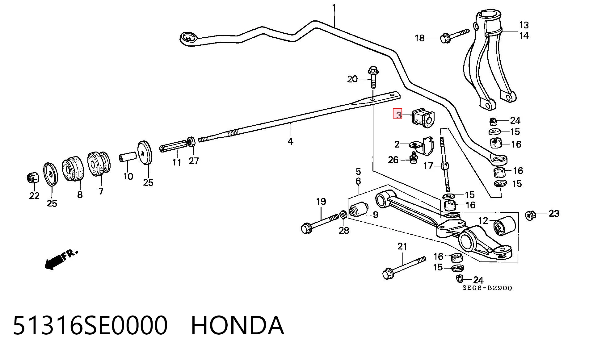 Tuleja stabilizatora przedniego do Honda Accord CA4, CA5
