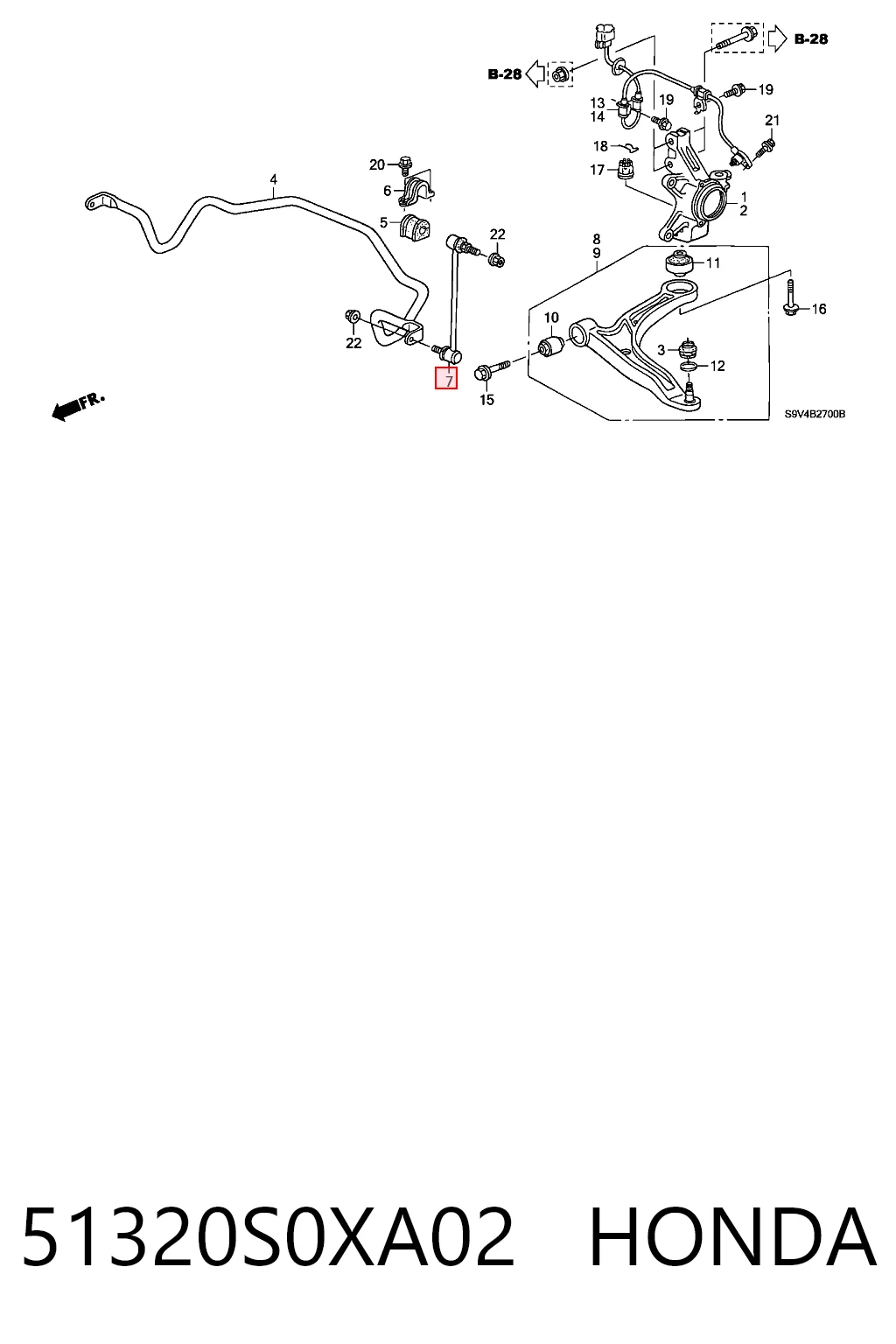 51320S0XA02 Honda Łącznik stabilizatora przedniego